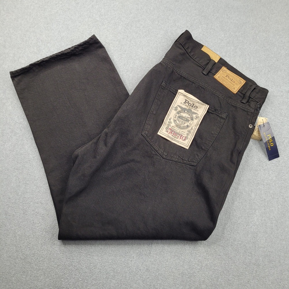 Polo Ralph Lauren Hampton Straight Pants Mens 50Bx30 Black Big & Tall Cotton NWT